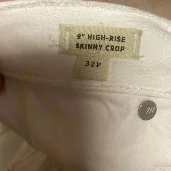 Madewell NWOT White Lightly Distressed High Rise Cropped Skinny Jeans Size 32P - Picture 4 of 8
